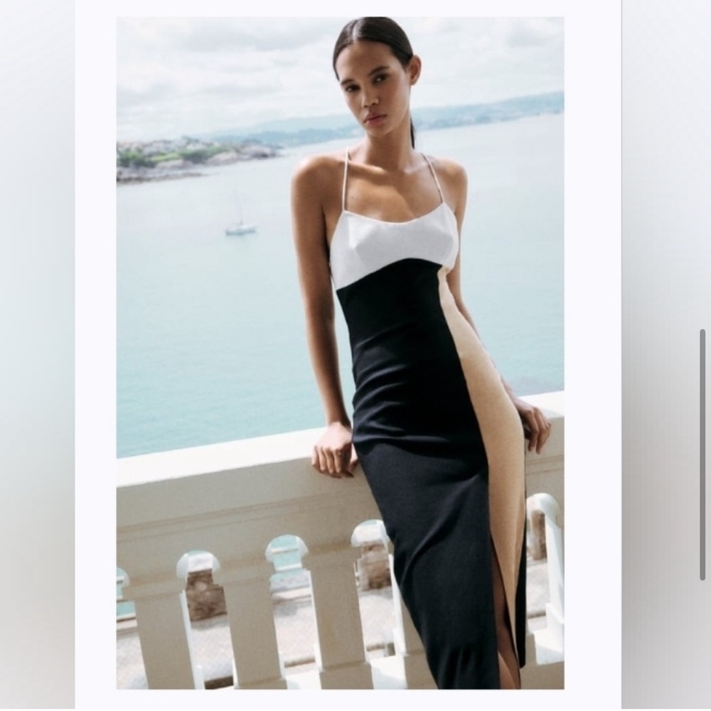 Zara Colorblock Linen Dress NWT